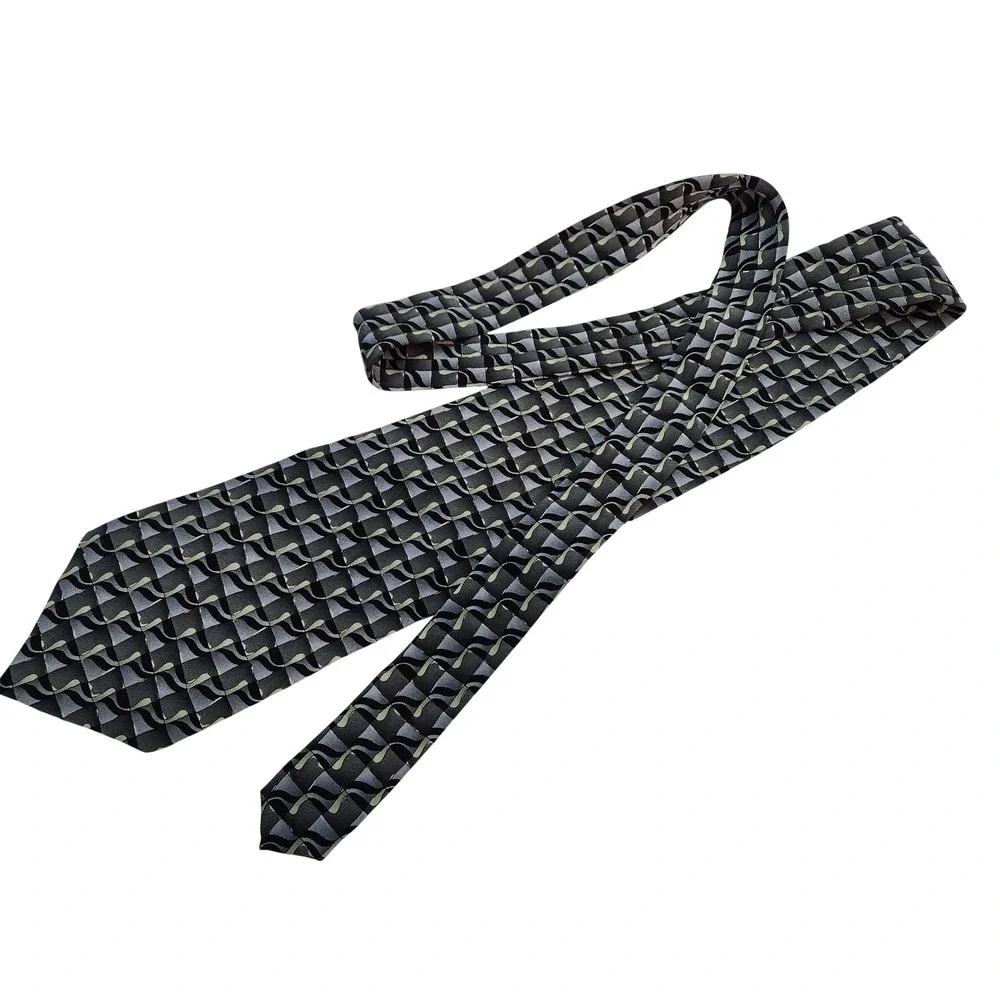 J.‎ Garcia Mens Tie The Blue Iceberg Collection Fifteen Silk Grey Black 4 x 58